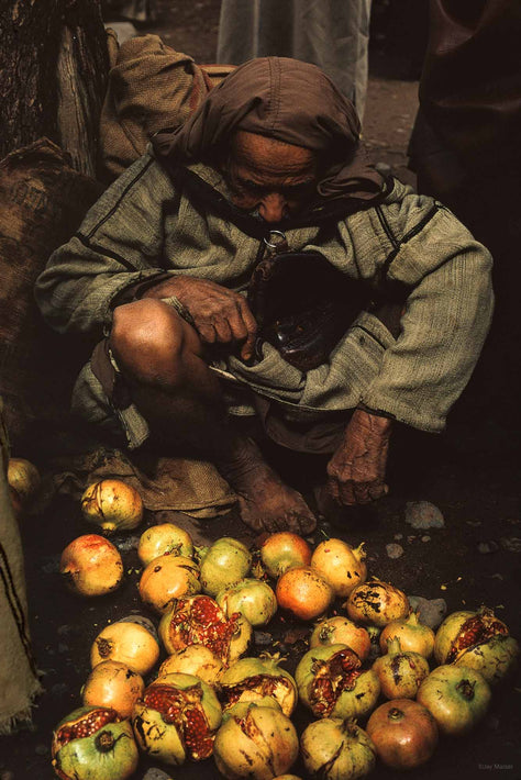 Elderly Man with Pomegranates, Marrakech