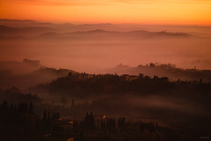 Hills, Houses, Mist, Florence, Italy