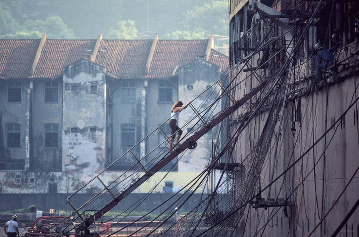 Woman on Gangway to Ship, Singapore