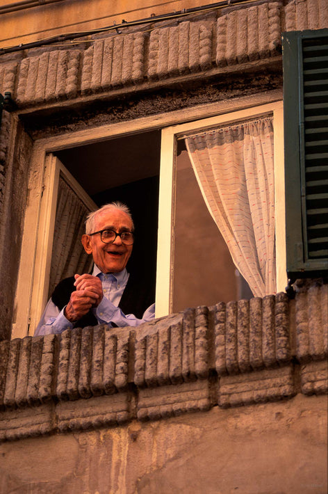 Laughing Man in Window, Cortona