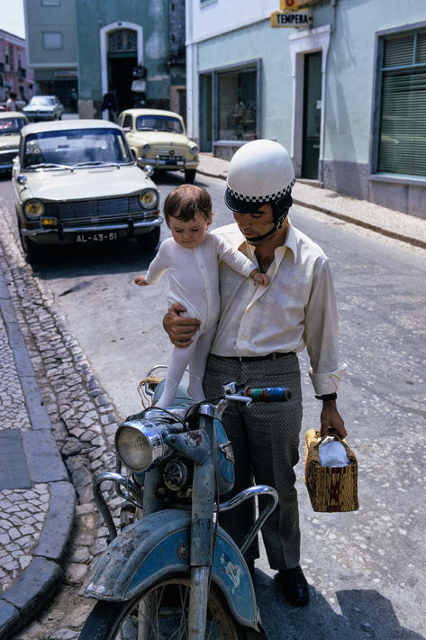 Man with Baby and Motorcycle, Portugal