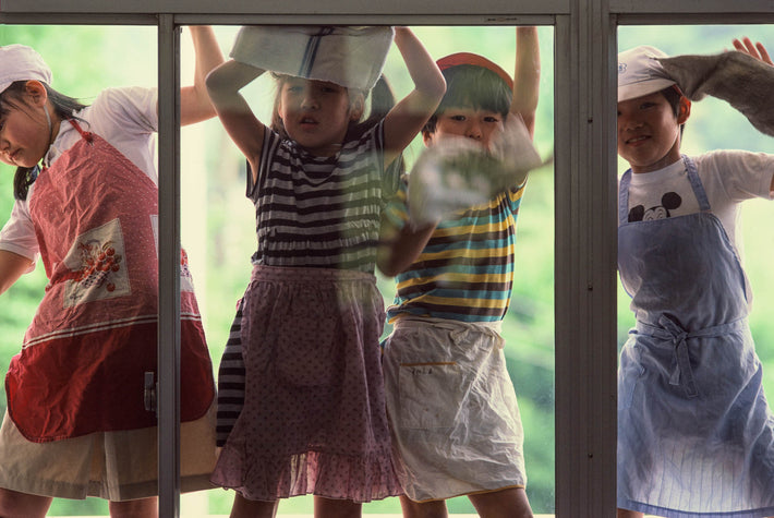 School Kids Cleaning Window, Kamakura