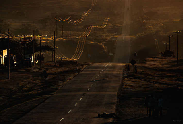 Landscape, Figure Lying on Road, Oaxaca