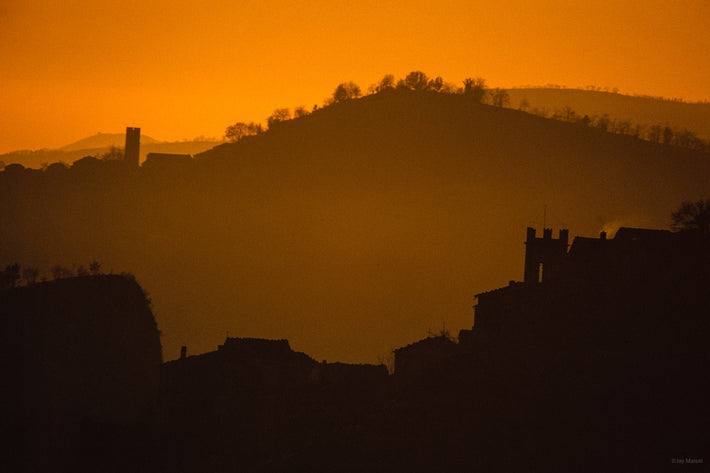 Hills, Mountains, Silhouette of Houses, Florence, Italy