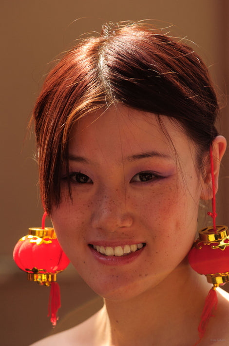 Girl, Red Hair, Huge Earrings, Pingyao