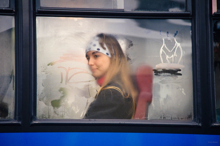 Girl in Bus, Graffiti on Window, Vicenza