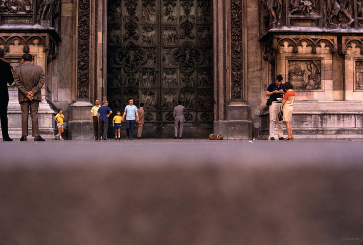 Duomo Facade, Low Angle with People, Milan