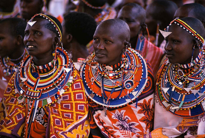 Three Masai, Full Regalia, Kenya