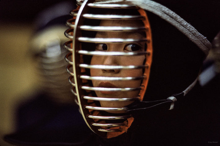 Kendo Student Closeup of Mask and Face, Kamakura