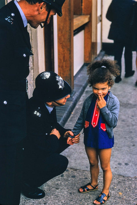 Two Bobbies with Young Girl, London