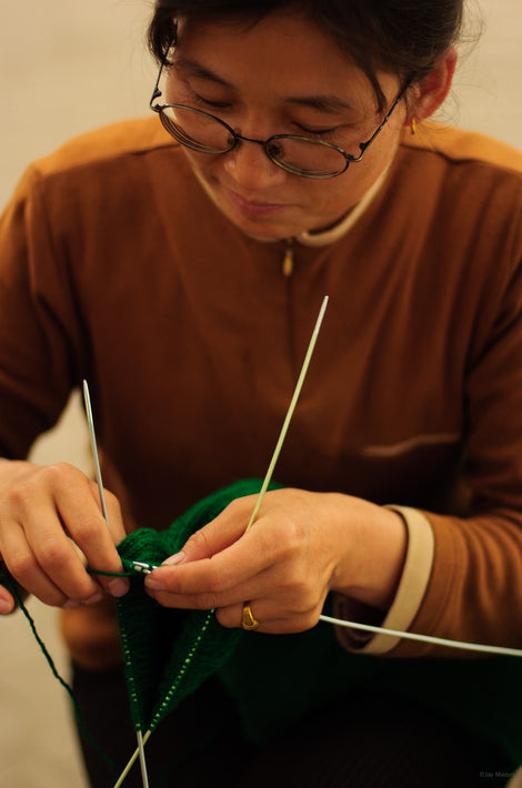 Woman Knitting with Three Needles, Pingyao