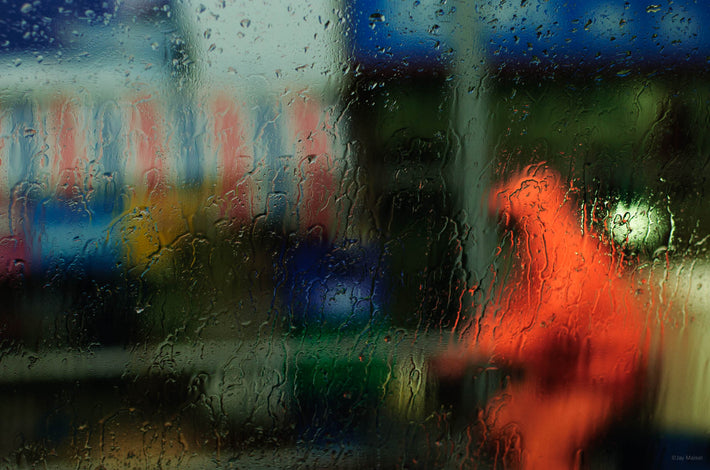Rainy Window, Figure in Orange, Shanghai