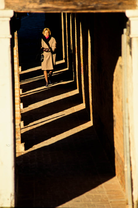 Woman in Striped Light, Venice