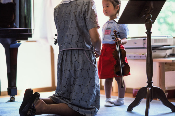 Teacher, Child Holding Violin, Kamakura