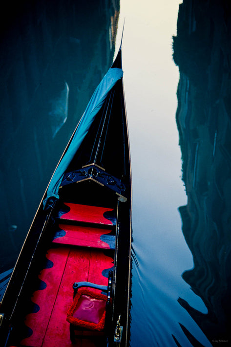 Overhead View of Red Gondola, Venice