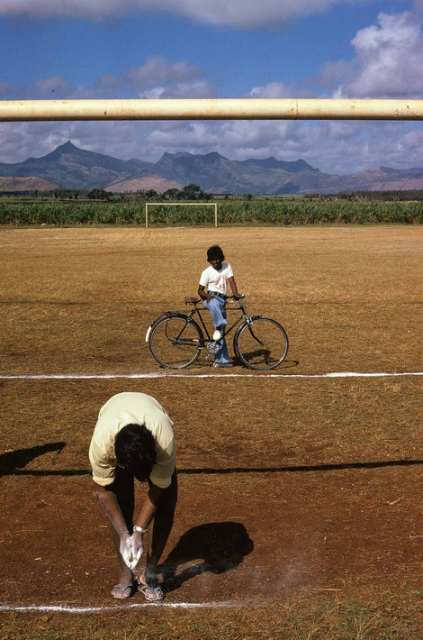Soccer Field Boy with Bike, Man with White Hands, Mauritius