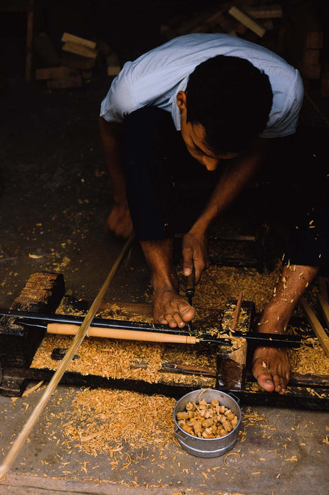 Man Making Wooden Parts, Feet Prominent, Marrakech