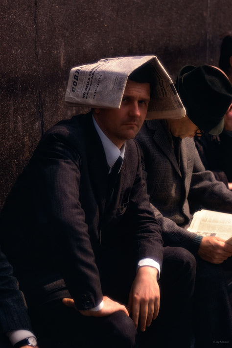 Man with Newspaper on His Head, Milan