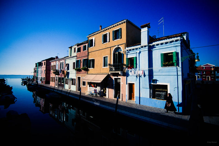 Wide Angle of Street, Canal, and Sky, Burano