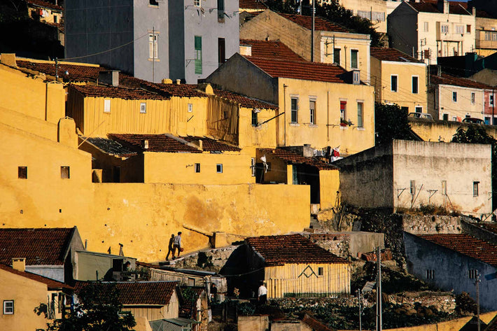 Long Shot Small Figure, Yellow Buildings, Portugal