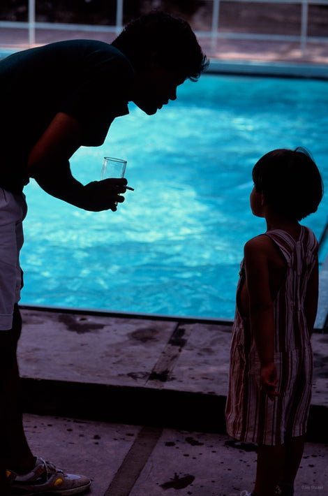 Silhouette of Father and Child at Pool, Rio de Janeiro