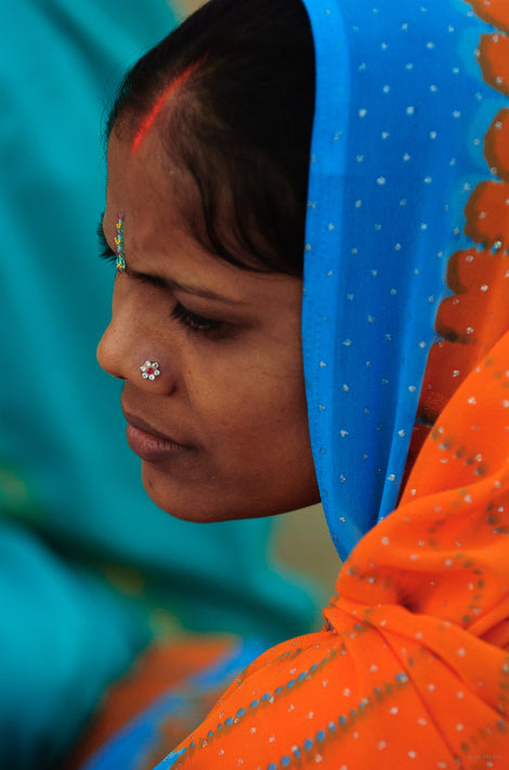 Young Woman Blue, Green and Orange, Mumbai