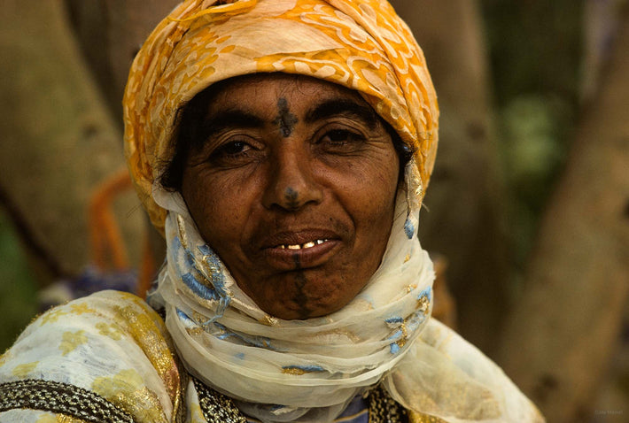 Close Up Head of Older Woman with Scarf, Marrakech