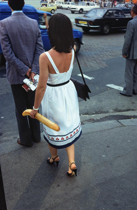 Woman in White with Baguette, France