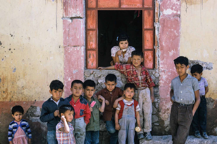 Girl in Window, Group of Children, Oaxaca