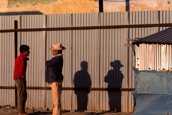 Two Men, Two Shadows, Fence, Oaxaca