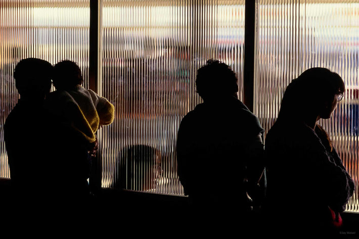 Four Figures Against Ribbed Glass, Rio de Janeiro