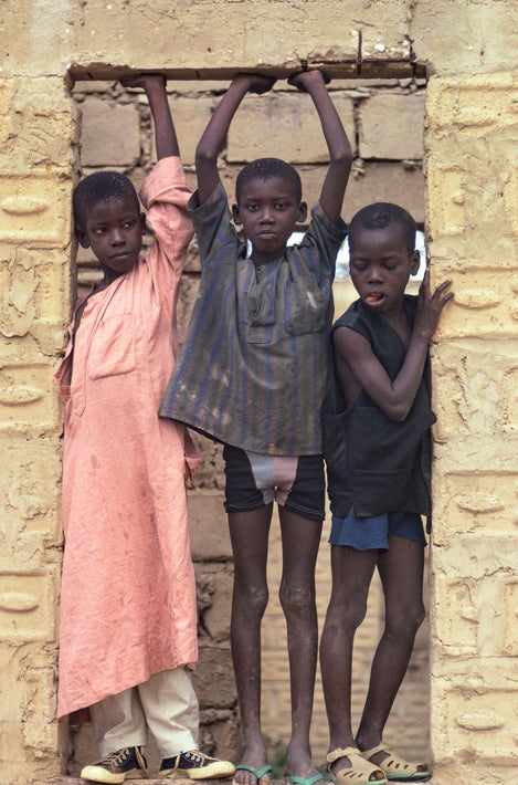Senegalese Lutte Wrestling, Three Kids Watching, Senegal