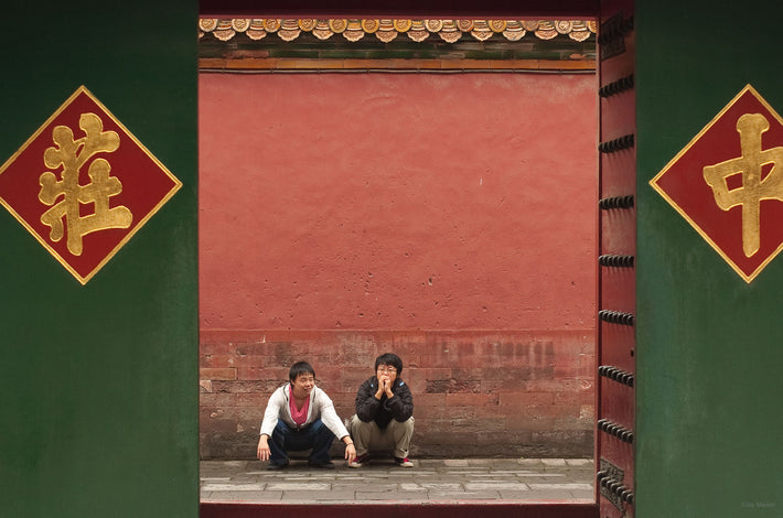 Two Squatting in Doorway, Beijing