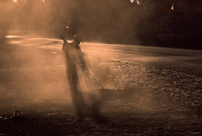 Man Sweeping, Haze, Oaxaca