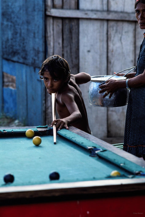 Boy Playing Pool, Woman Watching, Bahia