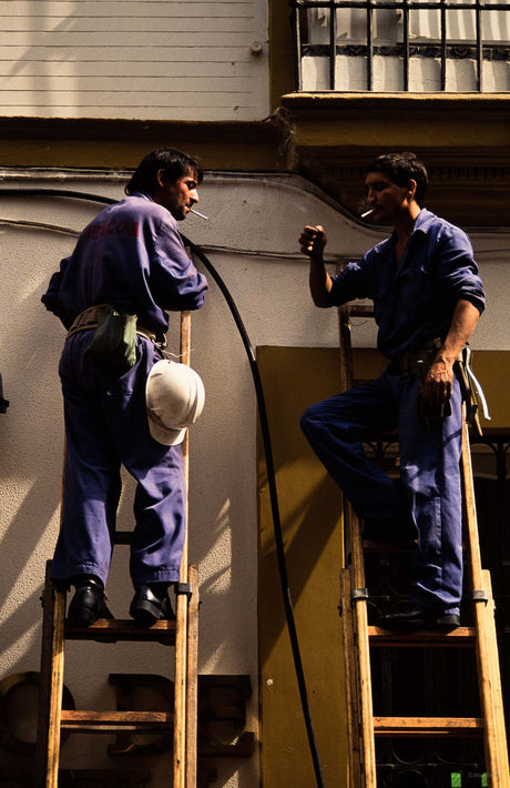Two men on ladders, Spain