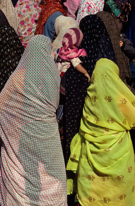 Back of Women in Chadors, One with Baby, Iran
