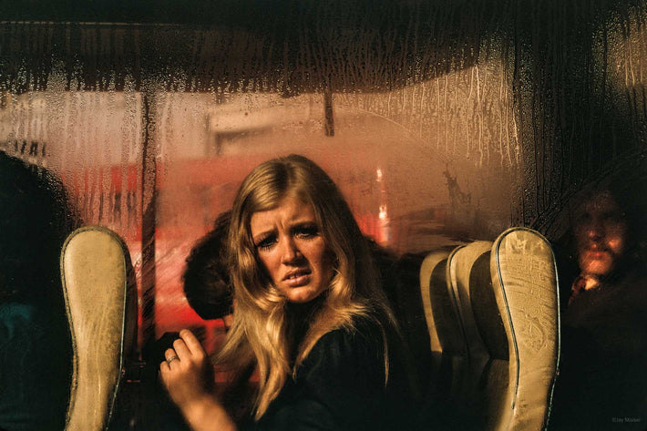 Woman in Bus, Rainy Windows, London