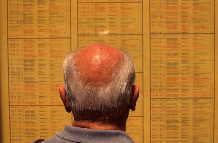 Man's Head in Front of Train Info, Milan