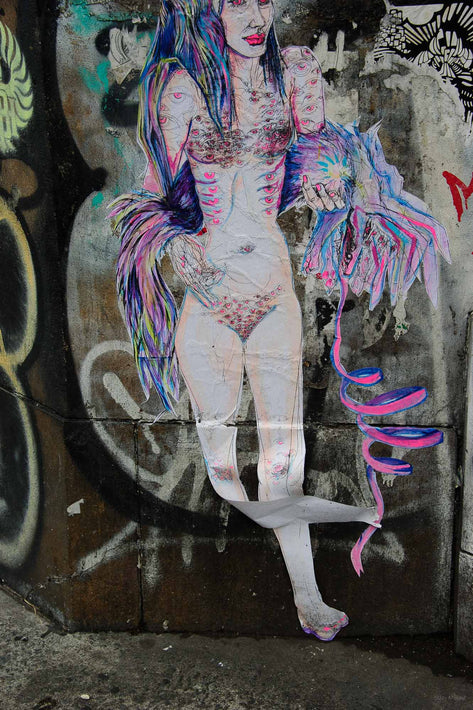 Collage, Woman, Grafitti