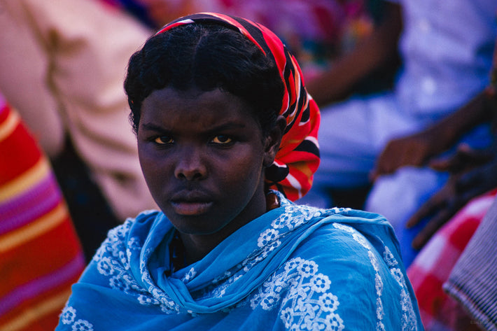 Woman Staring in Blue Dress, Somalia