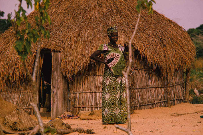Woman Patterned Dress, Hut, Senegal