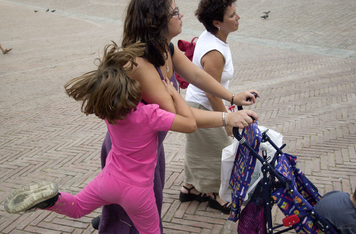 Girl Jumping on Mom, Siena