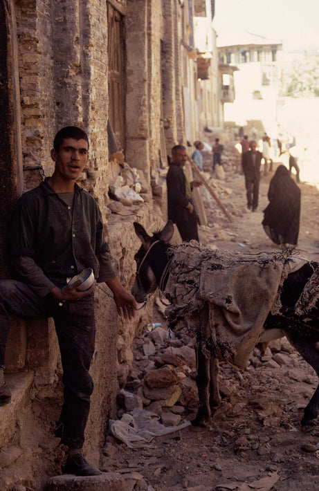 Young Man, Donkey with Burlap, Iran
