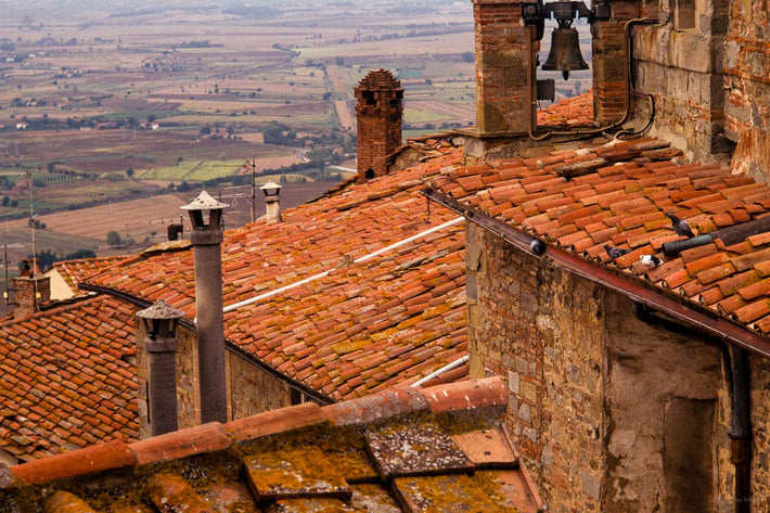 Tile Roof with Farmland in Background, Cortona