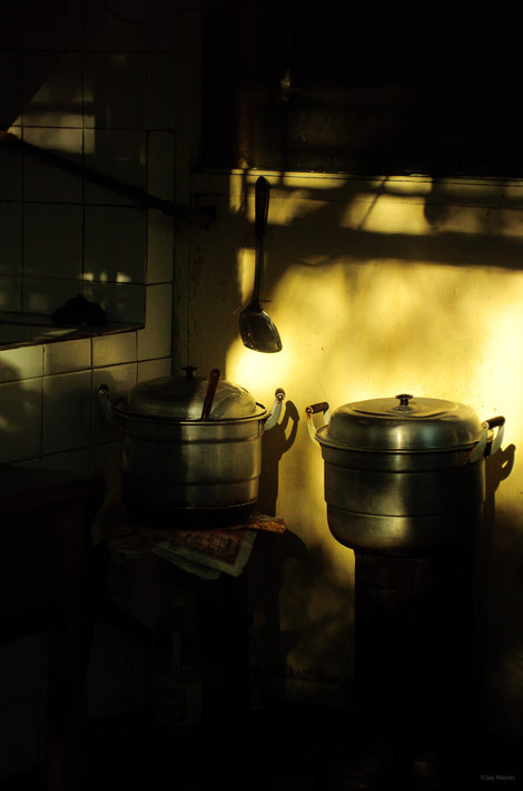Two Pots, Light on Wall, Beijing
