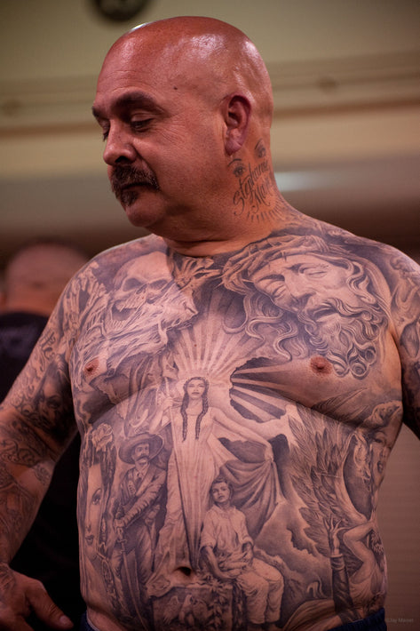 Bald Man with tattoo on Chest, Las Vegas