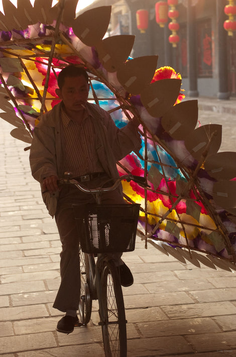 Color Wreath, Guy on Bike, Pingyao