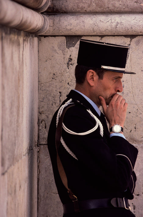 Policeman Profile, Hand to Face, France