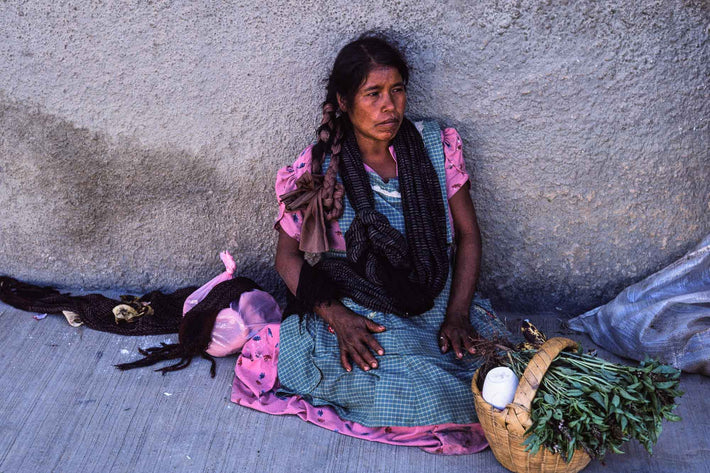 Woman with Basket Against Wall, Oaxaca